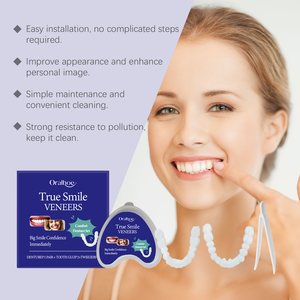 Nouvelles 2 pièces de fausses dents blanchissantes ajustables en silicone, type facettes pour un sourire naturel, prothèse supérieure esthétique confortable - Product Image 6