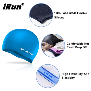 <span class=keywords><strong>IRun</strong></span> logotipo impreso personalizado Bandera de País gorro de baño impermeable proteger orejas gorros de natación de silicona para adultos hombres - Product Image 3