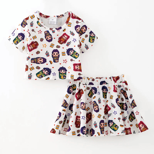 Set <span class=keywords><strong>di</strong></span> abiti a maniche corte da ragazza con stampa <span class=keywords><strong>di</strong></span> cartoni animati personalizzati Set <span class=keywords><strong>di</strong></span> <span class=keywords><strong>abbigliamento</strong></span> con stampa <span class=keywords><strong>di</strong></span> personaggi cinematografici per ragazze personalizzabili - Product Image 4
