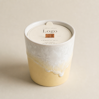 Décoration intérieure romantique, cadeau, tasse en céramique jaune cristallin 270 ml, bougie parfumée à mèche en bois longue durée