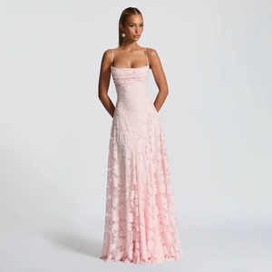 Váy dạ hội ren lưng thấp gợi cảm, kiểu ôm sát thanh lịch, dài chấm đất, dây spaghetti - Product Image 1