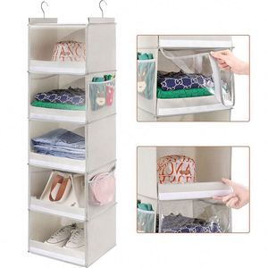 Organisateur de rangement pliable à suspendre pour porte, 5 niveaux, multifonctionnel, en polyester, pour vêtements de bébé - Product Image 2