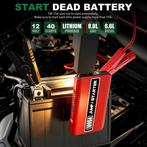 Démarreur de voiture 12V 1800A à courant de crête, portable, batterie de secours 16000mAh, alimentation d'urgence pour moteurs essence 8.0L et diesel 6.0L - Product Image 2