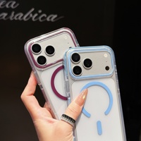 Coque de téléphone portable magnétique transparente à couleurs contrastées, compatible avec iPhone 18 Pro Max, la nouvelle coque tout-en-un.