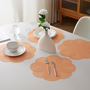 Tapete Aislante de Calor Petal Teslin, Redondo, Naranja Amarillo, Estilo Nórdico, para Mesa - Product Image 2