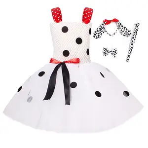 Halloween Cosplay Outfit senza maniche Spotty Dog Costume Naughty Dots Party Girl Tutu Dress con accessori