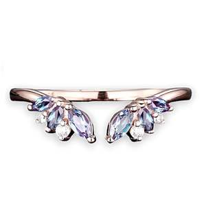 Anillo de boda de racimo de Alejandrita Marquesa de Plata de Ley 925, banda de compromiso chapada en oro rosa de 14 quilates, anillo de banda a juego Curvo - Product Image 1