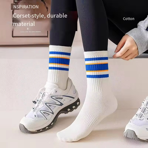 Free Design Custom High-End Crew Yoga <b>Socks</b> – Non-Slip <b>Grips</b> Breathable Cotton Ribbon Lace Style OEM/ODM Service - Product Image 3