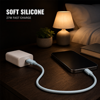 Câble USB C-L 27W PD, design en silicone, alliage d'aluminium, compatible avec ordinateur portable, moniteur, téléphone portable