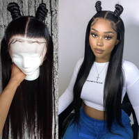 ZSF Rambut Manusia Perawan Brasil Wig Renda Depan Halus Lurus Wig Renda HD Wig Rambut Manusia Warna Alami untuk Wanita Hitam