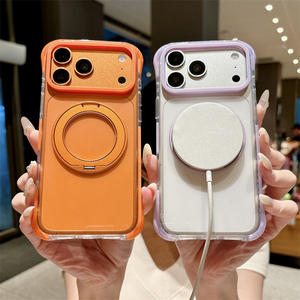 เคสโทรศัพท์มือถือแบบใสแม่เหล็ก Candy Frame สำหรับ iPhone 18 17 15 16 Pro Max พร้อมขาตั้งวงแหวนหมุนได้ 360 องศา ป้องกันการกระแทก - Product Image 2