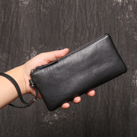 JM Tas Tangan Pria Kulit Asli Dompet Panjang Kulit Wanita Dompet Tipis Kulit Lembut Tas Ponsel Kantong Penyimpanan Serbaguna Kartu