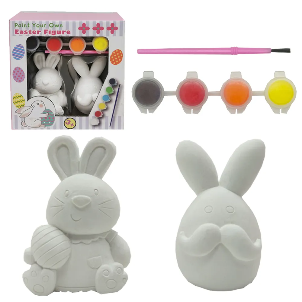 Elsa criativo kits artesanato diy tintas acrílicas para crianças brinquedo gesso pintura coelho
