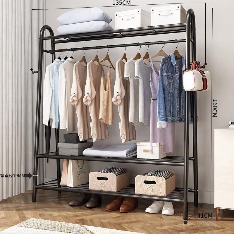 135 CM - Negro [Ganchos laterales dobles de triple capa extra altos]