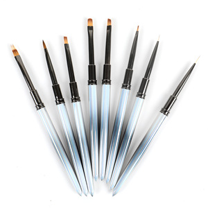 Pinceau plat, rond et biseauté en nylon avec manche en métal noir dégradé et logo personnalisé pour la peinture au gel UV et à l'acrylique - Product Image 1