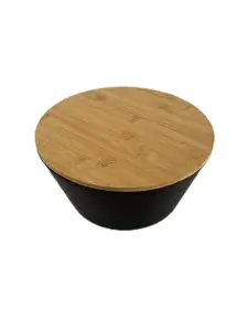 Family Use Large Serving Bowl Plastic Bread Storage Box Salad Bowl With 100% Bamboo Wood Lid