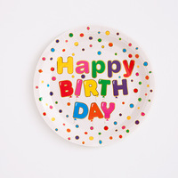 Assiette en papier colorée joyeux anniversaire de 7 pouces décoration de Table de fête assiettes en papier rondes jetables ensemble de vaisselle