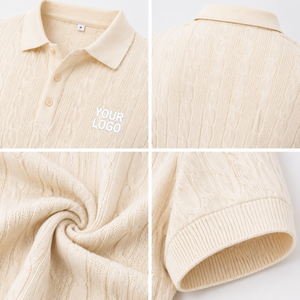 Camisas de Punto Trenzado de Alta Calidad y Lujo, Elásticas en 4 Direcciones, Estilo Clásico, Ropa para Hombre, Camisetas Polo con Logotipo Personalizado - Product Image 3
