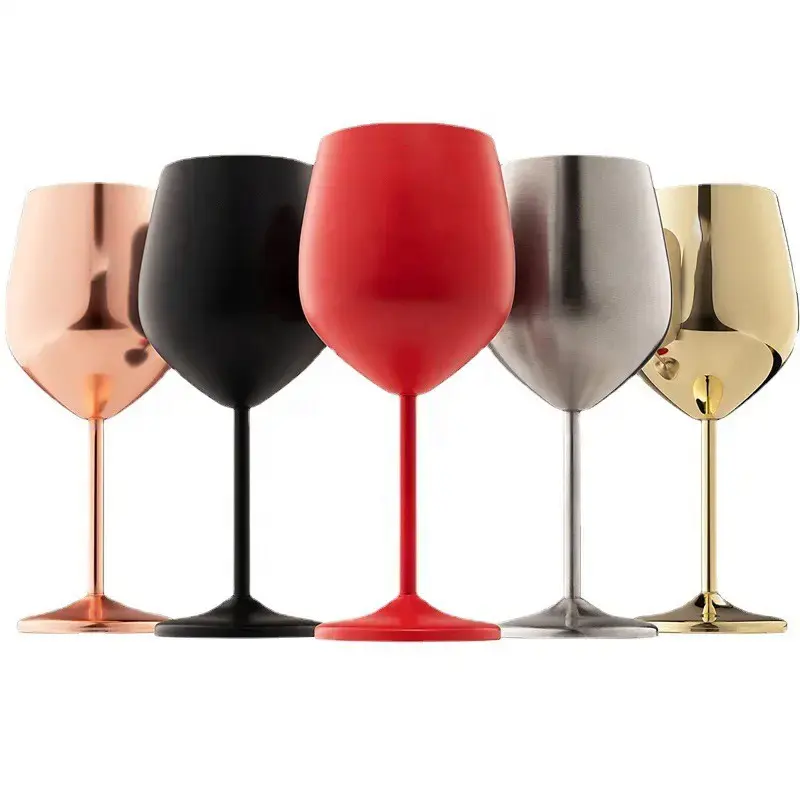 Stainless Steel Colorful Wine Glasses Shatter Proof Copper Coated Unbreakable metal Wine Glass Goblet
