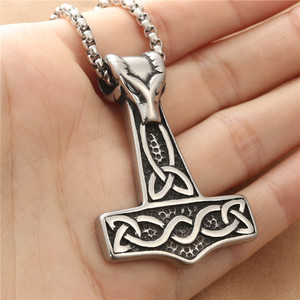 yunnique Thor Hammer Pendant Stainless Steel Men's Necklace Retro Geometric Design Gift 190135 - Product Image 3
