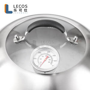 Gadgets de cuisine très vendus, outils spécialisés, couvercle alimentaire transparent pour barbecue, couvercles de wok, dôme à <span class=keywords><strong>fromage</strong></span> en acier inoxydable avec thermomètre - Product Image 5