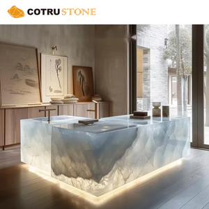 Sang trọng Backlit mờ Onyx nhà bếp <span class=keywords><strong>Countertop</strong></span> hiện đại đá cẩm thạch tự nhiên Đảo cho trang trí nội thất - Product Image 4