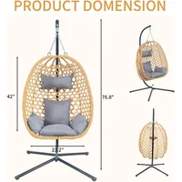 EortheX Modern Asma Yumurta Koltuk, Minderli Rattan Salıncak Koltuk, Veranda, Spor Salonu, Park, Balkon için Standlı