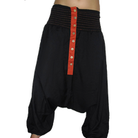 Pantalon Harem Homme Sur Mesure Écologique Respirant Coupe Droite Haute Taille Multi-Patchs en Coton Biologique de Bambou Coloré