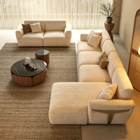 Ecksofa-Set, Leinenstoff, Modulares Sofa-Set, Wohnzimmer-Sofa, Luxuriös, Hochwertig, Modernes Sofa.
