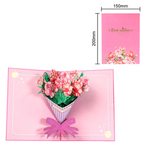 Biglietto d'Auguri Tridimensionale Creativo con Bouquet Dorato per la Festa della Mamma e del Insegnante - Product Image 2