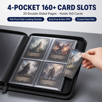Porte-cartes de collection en cuir PU personnalisé, motif imprimé et gaufré, 4 pochettes, pour 160+ cartes, idéal pour cartes photo, football, TCG, PKME