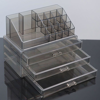 Organisateur de maquillage créatif en acrylique empilable, grand, transparent, en plastique, à 2 niveaux, pour le rangement des cosmétiques