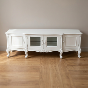 French Style TV Console <b>White</b> Painted TV Stand European Home Furniture - Product Image 3
