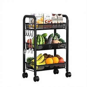Carrito de almacenamiento metálico de tres niveles con ruedas para la organización de la cocina y el almacenamiento de alimentos - Product Image 6