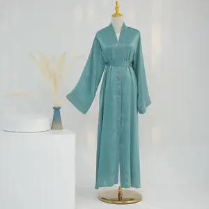 2023着物Vrouwen WinterCoatSaudi卸売控えめなドレスオープンイスラム教徒の高級ドバイエスニックイスラム服女性ファッションアバヤ