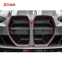Grille avant centrale en fibre de carbone sèche XTREME style CSL avec accents rouges pour BMW G80 G81 M3 G82 G83 M4 2021+