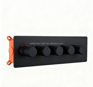 Miscelatore Doccia a Parete Nascosto in Ottone Grigio Antracite Spazzolato Oro con 4 Vie di Uscita e Funzione Deviatore, Flusso Controllabile - Product Image 4