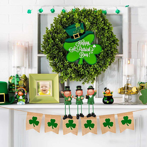 St. Patrick's Day Elf <b>Statue</b> 3-Piece Resin Decor With Hanging Legs Table Decoration - Product Image 2