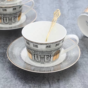 British Swan Castle Series Handmade Pastoral Scenery Ceramic Plate Mug Milk Pot Cup Saucer <b>Set</b> <b>Square</b> Shape PC Afternoon Tea - Product Image 1