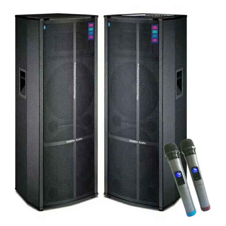 Dual 15 "350W gran potente activo etapa profesional par altavoz sala de conferencias/boda/fiestas/gimnasio/actividades al aire libre