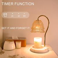 Lampe chauffe-bougie électrique en marbre avec minuterie et variateur d'intensité, 2 ampoules, bougie parfumée, décoration d'intérieur, cadeau pour la fête des mères