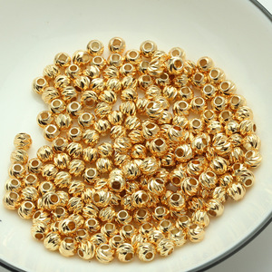 ลูกปัดทองเหลืองชุบทอง 14k คุณภาพสูงราคาถูกที่สุด รูปทรงแตงโม สำหรับทำเครื่องประดับ DIY ชุบทองแท้ 18k สำหรับสร้อยคอและสร้อยข้อมือ - Product Image 2