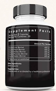 Consegna Rapida, Etichetta Personalizzata OEM, Capsule di Organi di Manzo Alimentato a Erba Naturale, Integratore Biologico per la Salute del Fegato e dei Reni, 60 Capsule - Product Image 2