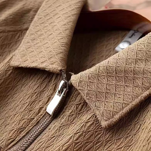 Men's Slim Fit Half Zip Polo Shirt Short <b>Sleeve</b> Solid Color Business Casual Khaki Lightweight Summer Wear - Product Image 4
