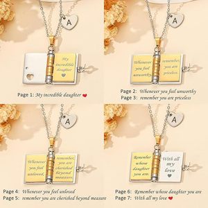 Nuevo nombre personalizado medallón hija libro Mini mensaje 26 letra inicial mi pequeña estrella libro colgante collar para regalo de hija - Product Image 2