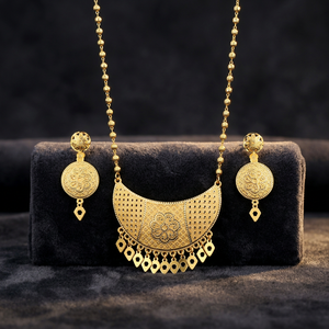 Wholesale 14K 18K 24K Gold Plated Long Fashion Necklaces Set Traditional Floral Design Jewelry Set Forming Long Necklaces Set - Product Image 2