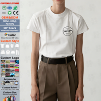 Logo brodé Simple Noir Blanc À Manches Courtes Modèles De Base All-match Loose Top 100% Coton T-shirts Femmes