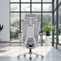 Chaise de bureau ergonomique en tissu moderne et tendance, base en alliage d'aluminium, pivotante, soutien lombaire réglable, chaise certifiée