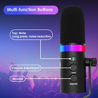 Microphone de studio XLR/USB professionnel dynamique pour le gaming, avec éclairage RGB filaire et suppression du bruit, idéal pour l'enregistrement de podcasts et les diffusions en direct