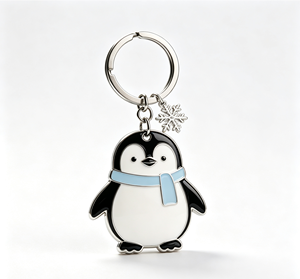 Custom Penguin Enamel Metal Key Chain Zinc Alloy Cartoon Keyring Winter Promotional Gift - Product Image 1
